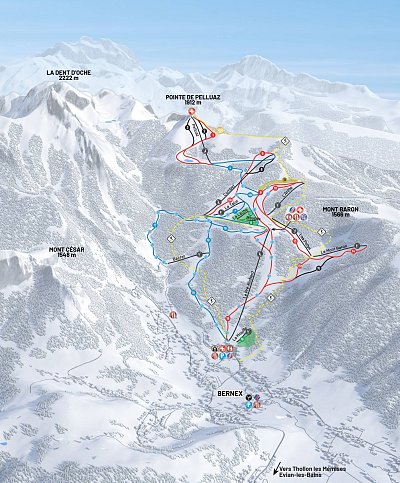 Ski resort Bernex: схема склонов