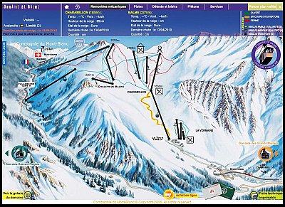 Горнолыжный курорт Le Tour -Col de Balme - Chamonix: схема склонов