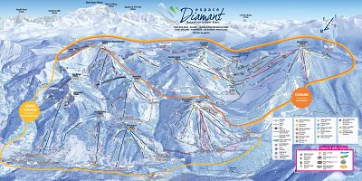 Ski resort Espace Diamant – Les Saisies/Notre-Dame-de-Bellecombe/Praz sur Arly/Flumet/Crest-Voland: схема склонов