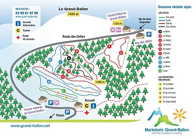 Ski resort Grand-Ballon: схема склонов
