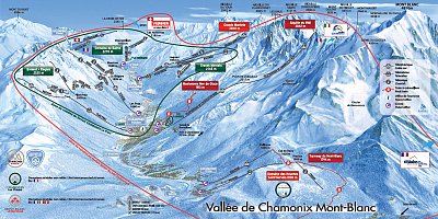 Горнолыжный курорт Grands Montets - Argentiere - Chamonix: схема склонов