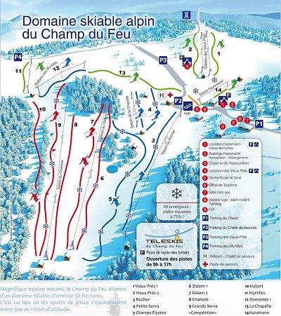 Горнолыжный курорт Le Champ Du Feu: схема склонов