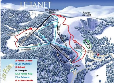 Горнолыжный курорт Le Tanet: схема склонов