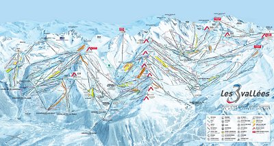 Ski resort Les 3 Vallées – Val Thorens/Les Menuires/Méribel/Courchevel: схема склонов