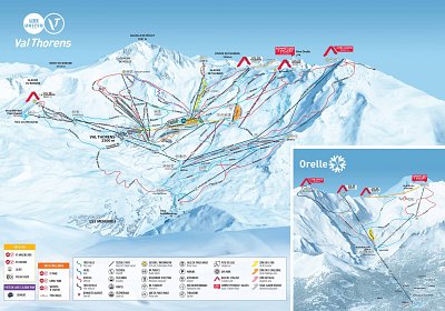 Ski resort Les 3 Vallées – Val Thorens/Les Menuires/Méribel/Courchevel: схема склонов