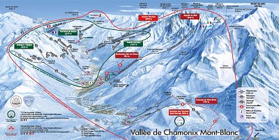Горнолыжный курорт Les Houches - Chamonix: схема склонов