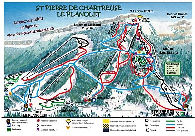 Горнолыжный курорт Saint Pierre De Chartreuse - Le Planolet: схема склонов