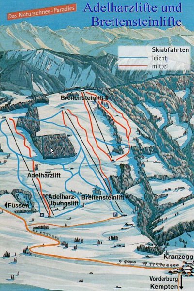 Ski resort Adelharz- and Breitensteinlifts – Kranzegg (Rettenberg): схема склонов