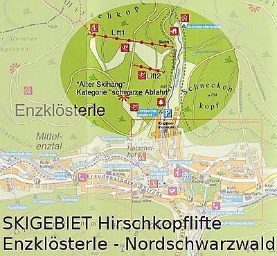 Горнолыжный курорт Enzklosterle: схема склонов