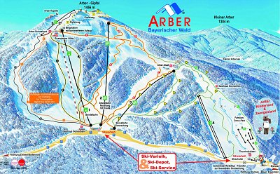 Горнолыжный курорт Grosser Arber: схема склонов