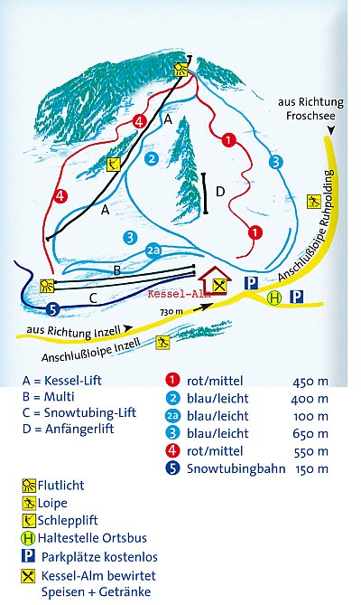 Горнолыжный курорт Inzell Kessel-Lifte: схема склонов