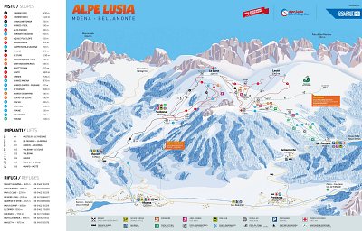 Ski resort Alpe Lusia – Moena/Bellamonte: схема склонов