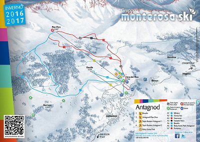 Горнолыжный курорт Антаньод: схема склонов