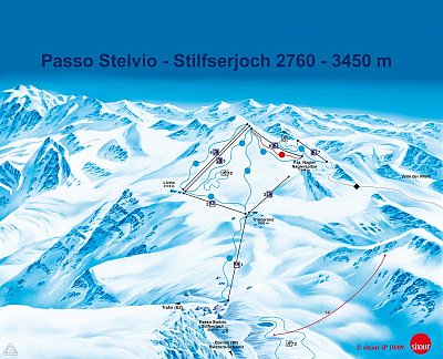 Горнолыжный курорт Passo Stelvio: схема склонов