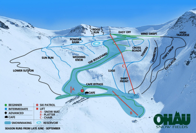 Горнолыжный курорт Ohau SnowFields: схема склонов