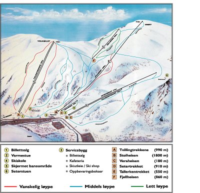 Горнолыжный курорт Eikedalen: схема склонов