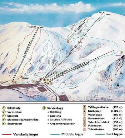 Горнолыжный курорт Eikedalen: схема склонов