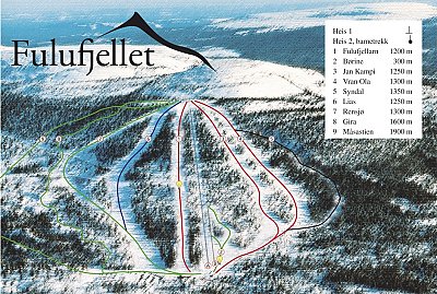 Горнолыжный курорт Fulufjellet: схема склонов