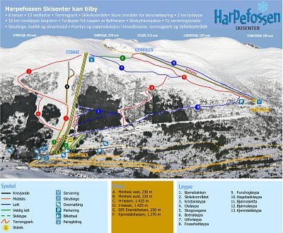Ski resort Harpefossen: схема склонов