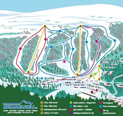 Горнолыжный курорт Hummelfjell Skisenter: схема склонов