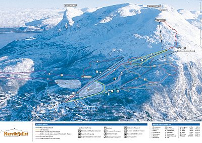 Горнолыжный курорт Fagernessfjellet – Narvik: схема склонов
