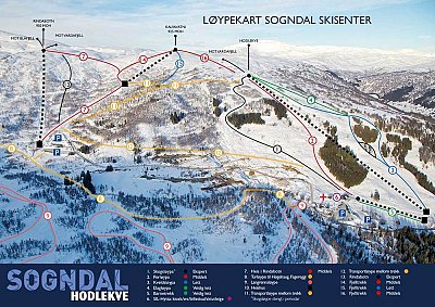 Горнолыжный курорт Sogndal Skisenter - Hodlekve: схема склонов