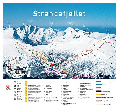 Горнолыжный курорт Strandafjellet: схема склонов