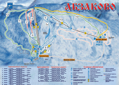 Горнолыжный курорт Абзаково: схема склонов