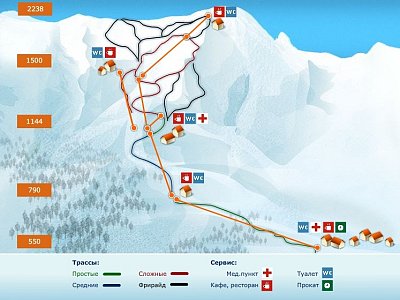 Горнолыжный курорт Альпика-Сервис: схема склонов