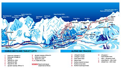Горнолыжный курорт Чегет: схема склонов