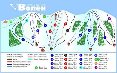 Горнолыжный курорт Волен: схема склонов