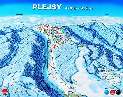 Горнолыжный курорт Plejsy: схема склонов