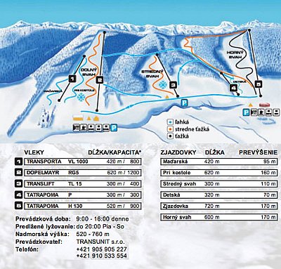 Ski resort Regetovka: схема склонов