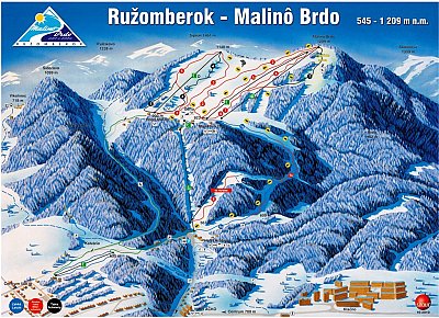 Горнолыжный курорт Ruzomberok - Skipark: схема склонов