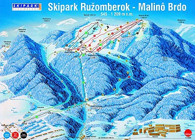 Горнолыжный курорт Ruzomberok - Skipark: схема склонов