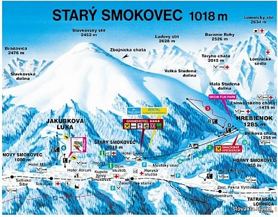 Горнолыжный курорт Stary Smokovec: схема склонов