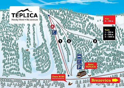 Ski resort Teplica – Brezovica: схема склонов