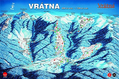 Горнолыжный курорт Vratna: схема склонов