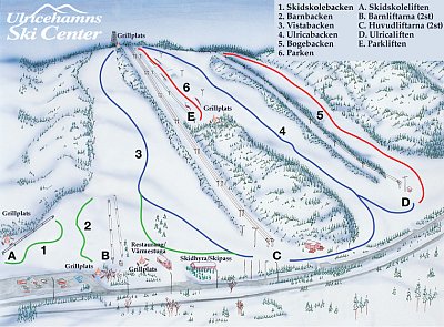 Горнолыжный курорт Ulricehamn Skicenter: схема склонов