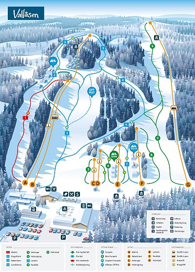 Ski resort Vallåsen: схема склонов