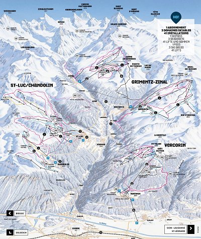 Ski resort Grimentz/Zinal: схема склонов
