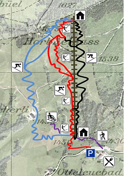 Ski resort Ottenleue – Sangernboden: схема склонов