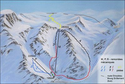 Ski resort Espace Super Saint-Bernard – Bourg-St-Pierre: схема склонов