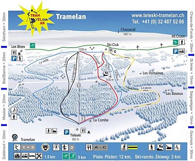 Ski resort Tramelan: схема склонов