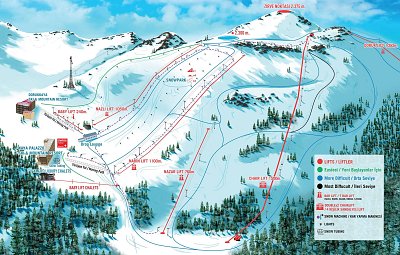 Ski resort Dorukkaya – Bolu-Kartalkaya: схема склонов