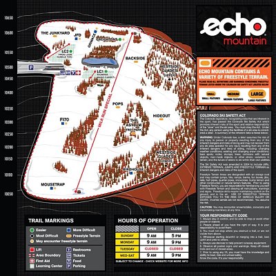 Echo Mountain: схема склонов
