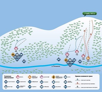 Горнолыжный курорт Пилипец: схема склонов