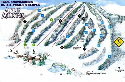 Ski resort Alpine Mountain Ski & Snow Tubing Center: схема склонов