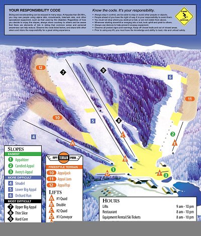 Ski resort Appalachian Ski Mountain: схема склонов