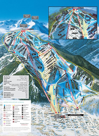 Ski resort Aspen Mountain: схема склонов